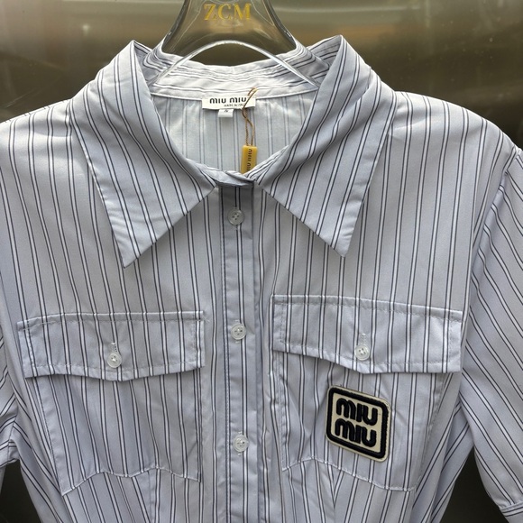Miu Miu Blue Collared Shirt Dress - Picture 6 of 6